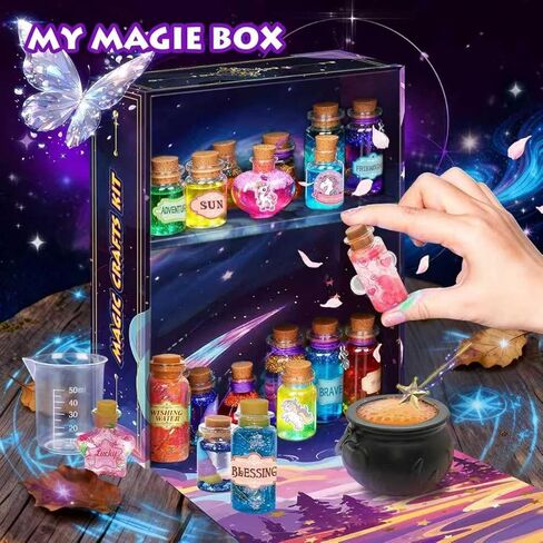 Fairy Unicorn Magic DIY Potion Kits for Girls - 22PCS Bottles Kids Potion Making Kit, Mystery Magic Mix Crafts for Kids Age 6 -8&8-12, Creative Toy for Birthday Christmas Halloween Party in Saudi Arabia