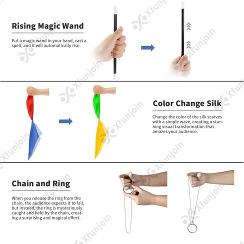 6Pcs Easy to Use Magic Tricks Set with Tutorial Video,Magic Wand, Magic Worm, Change Silk - Perfect Beginner Magician Props, Ideal Gift for Christmas & Birthday in Saudi Arabia