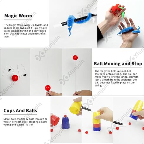 6Pcs Easy to Use Magic Tricks Set with Tutorial Video,Magic Wand, Magic Worm, Change Silk - Perfect Beginner Magician Props, Ideal Gift for Christmas & Birthday in Saudi Arabia