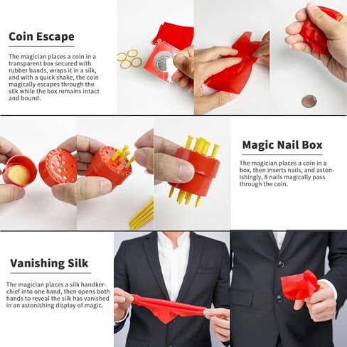 6Pcs Easy to Use Magic Tricks Set with Tutorial Video,Magic Wand, Magic Worm, Change Silk - Perfect Beginner Magician Props, Ideal Gift for Christmas & Birthday in Saudi Arabia