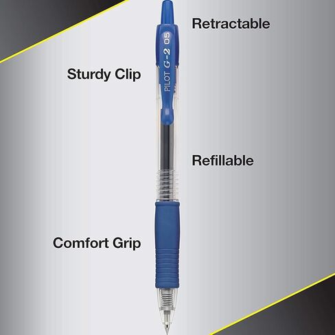 PILOT G2 Pens 0.5 mm - 10 Pack of 5 Blue and 5 Black Pens Ballpoint Extra Fine Point, Refillable & Retractable in Kuwait