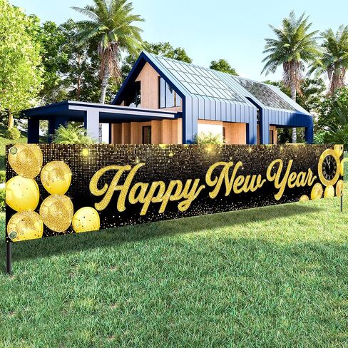 KatchOn, Happy New Year Banner 2026 - Large 120x20 Inch | Happy New Year Yard Sign for Happy New Years Decorations 2026 | NYE Banner Sign | NYE Decorations 2026 | New Years Eve Party Supplies 2026 in Saudi Arabia