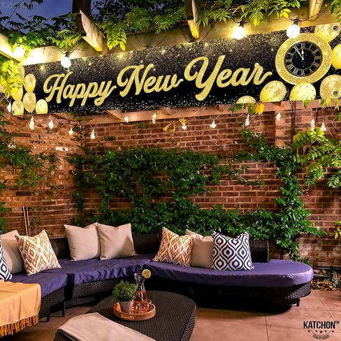 KatchOn, Happy New Year Banner 2026 - Large 120x20 Inch | Happy New Year Yard Sign for Happy New Years Decorations 2026 | NYE Banner Sign | NYE Decorations 2026 | New Years Eve Party Supplies 2026 in Saudi Arabia