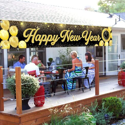KatchOn, Happy New Year Banner 2026 - Large 120x20 Inch | Happy New Year Yard Sign for Happy New Years Decorations 2026 | NYE Banner Sign | NYE Decorations 2026 | New Years Eve Party Supplies 2026 in Saudi Arabia