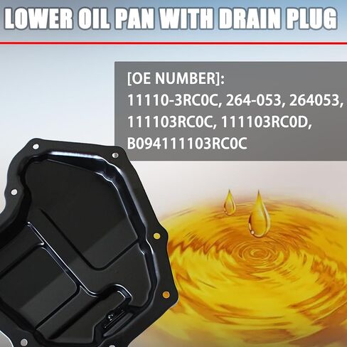 AUCERAMIC 264-053 Lower Engine Oil Pan with Drain Plug Fit for Nissan Sentra 2013-2019 L4 1.8L 111103RC0C 111103RC0D 11110-3RC0C in Saudi Arabia