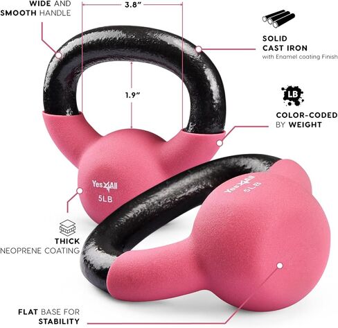 مجموعات Kettlebell المطلية بالنيوبرين من Yes4All - أوزان يدوية لصالة الألعاب الرياضية المنزلية ومجموعة أوزان الدمبل للتدريب 50 رطل in Kuwait