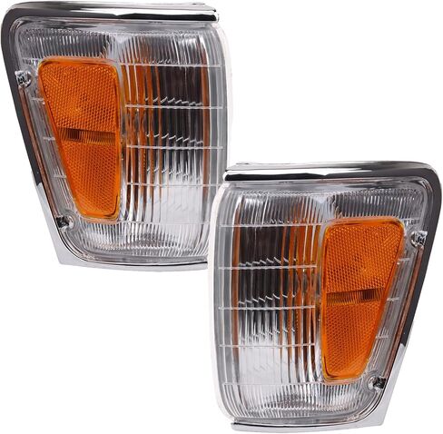 TRQ 2 Piece Driver & Passenger Side Front Corner Light Assembly Chrome Set Compatible with 1990-1991 Toyota 4Runner 1989-1991 Pickup 4 Wheel Drive TO2520122 TO2520124 TO2521126 in Saudi Arabia