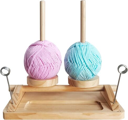 Viredelo Yarn Holder for Crocheting and Knitting，Wooden Yarn Spinner with Dual Axis Rotating Mechanism,Crochet Gift for Knitting Lovers,Walnut Color in Saudi Arabia