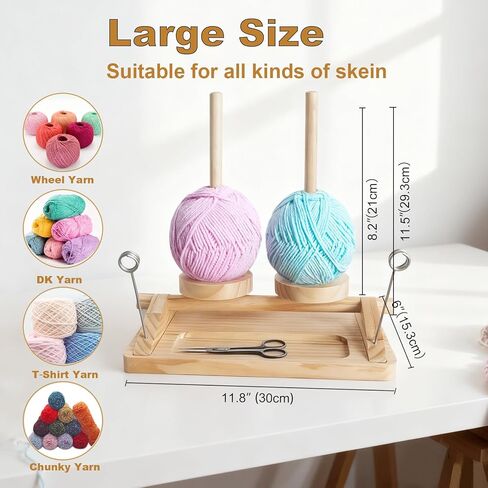 Viredelo Yarn Holder for Crocheting and Knitting，Wooden Yarn Spinner with Dual Axis Rotating Mechanism,Crochet Gift for Knitting Lovers,Walnut Color in Saudi Arabia