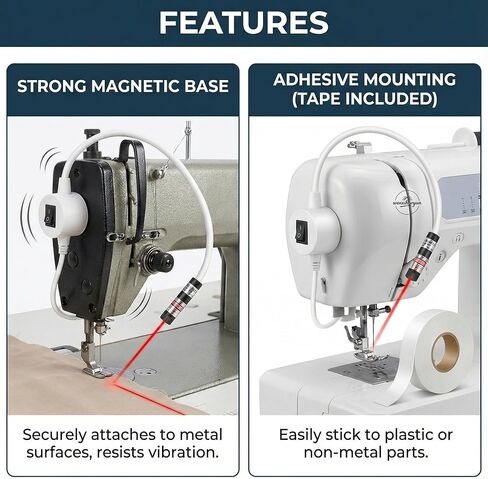 Magnetic Positioning Quilting Light for Sewing Machine Magnetic Positioning Quilting Light 360° Red Adjustable Dot/Straight Line/Crosshair Precision Stitching (Red Crosshair Plug Model) in Saudi Arabia