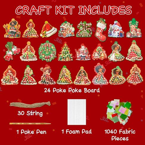HOYON GP 24 PCS Poke Art Kit for Girls-Magical Princesses & Christmas Themed, Art and Craft Kit for Girl,Great Gifts for Girls Creative DIY Activity Christmas Gifts Toys for Kids in Saudi Arabia