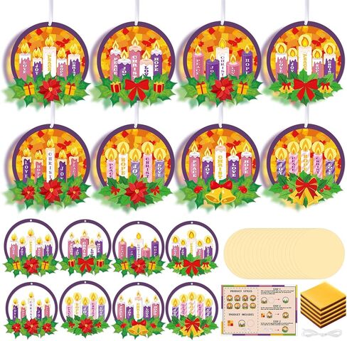Tinlade 32 Set Winter Snowflake Craft Kit DIY Snowflakes Suncatchers Window Stained Glass Tissue Paper Glitter Blue Hanging Ornaments Decorations Make Your Own Xmas Winter School Activities in Saudi Arabia