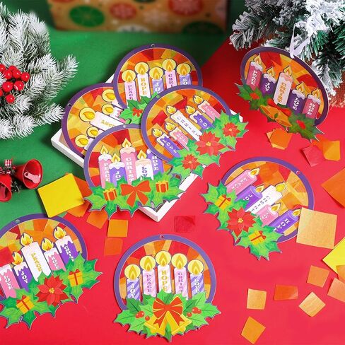 Tinlade 32 Set Winter Snowflake Craft Kit DIY Snowflakes Suncatchers Window Stained Glass Tissue Paper Glitter Blue Hanging Ornaments Decorations Make Your Own Xmas Winter School Activities in Saudi Arabia