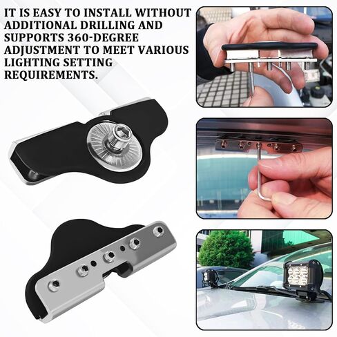 LED Ditch Light Bar Mounting Brackets, Ditch Light Brackets LED Work Lights Base Pods Clamp Holder, Adjustable Pillar Hood Mount Light Bar Bracket No Drilling Universal for Car SUV Truck(2PCS) in Saudi Arabia