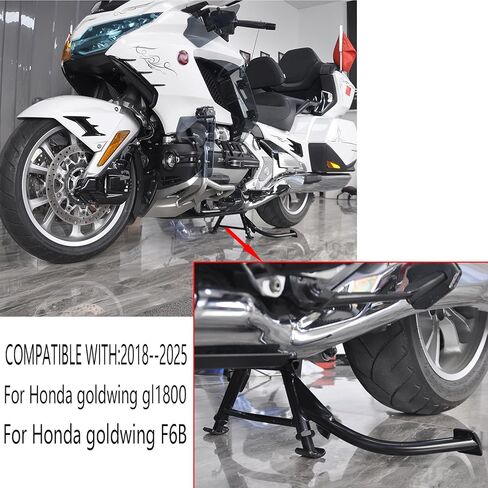 دراجة نارية الذعر لهوندا Goldwing GL1800 F6B Dct 2018-2025 إطار دعم قابل للتعديل مركز وقوف السيارات عدة قوس Kickstands Jiffy Stands (قوس أسود) in Saudi Arabia