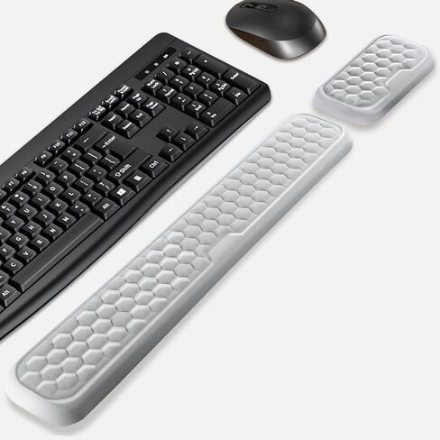 Wrist Rest for Keyboard and Mouse, Upgrade Enlarge Mouse Pad Wrist Rest, Ergonomic Memory Foam, Non-Slip Base for Computer Gaming & Office Work, 2 Piece Set, Grey (14.17x3.15+5.9x3.15 inch) in Saudi Arabia