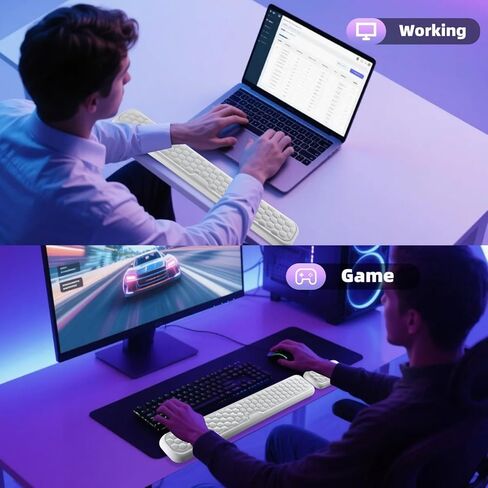 Wrist Rest for Keyboard and Mouse, Upgrade Enlarge Mouse Pad Wrist Rest, Ergonomic Memory Foam, Non-Slip Base for Computer Gaming & Office Work, 2 Piece Set, Grey (14.17x3.15+5.9x3.15 inch) in Saudi Arabia