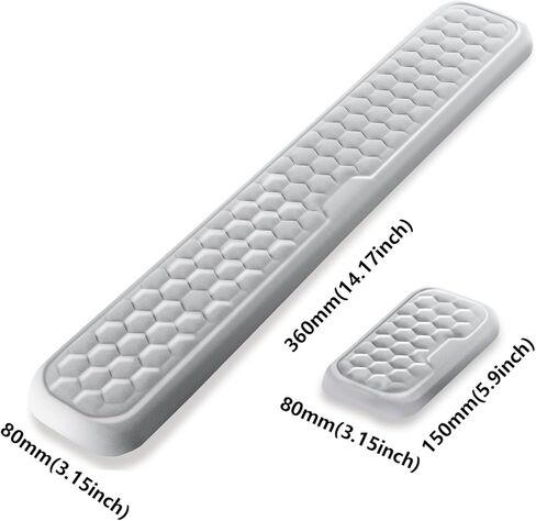 Wrist Rest for Keyboard and Mouse, Upgrade Enlarge Mouse Pad Wrist Rest, Ergonomic Memory Foam, Non-Slip Base for Computer Gaming & Office Work, 2 Piece Set, Grey (14.17x3.15+5.9x3.15 inch) in Saudi Arabia