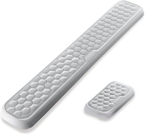 Wrist Rest for Keyboard and Mouse, Upgrade Enlarge Mouse Pad Wrist Rest, Ergonomic Memory Foam, Non-Slip Base for Computer Gaming & Office Work, 2 Piece Set, Grey (14.17x3.15+5.9x3.15 inch) in Saudi Arabia