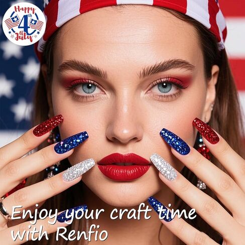 Renfio 4 Colors Glitter, USA Glitter, 1.94oz/55g Each Red White Blue Accessories, 1/128" USA Accessories Glitters Powder for America Themed Patriotic 4th of July Independence Day - Independence Night in Saudi Arabia