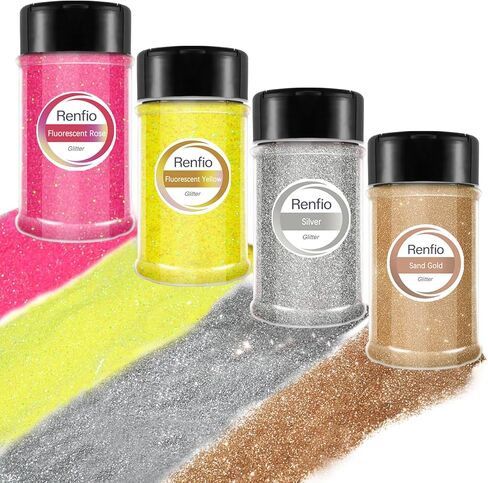 Renfio 4 Colors Glitter, USA Glitter, 1.94oz/55g Each Red White Blue Accessories, 1/128" USA Accessories Glitters Powder for America Themed Patriotic 4th of July Independence Day - Independence Night in Saudi Arabia