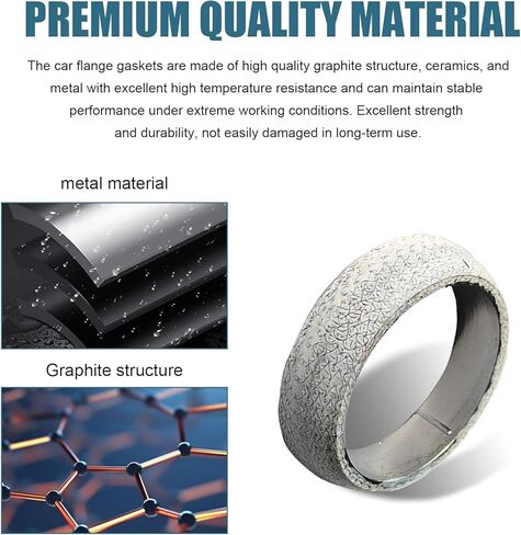 2 PCS Car Exhaust Manifold Gaskets, 60MM/2.36" Flange Exhaust Muffler Gasket, Graphite Construction Exhaust Donut Gaskets, Leak-Proof Donut Gasket Replacement Part, for Most Cars (60mm) in Saudi Arabia