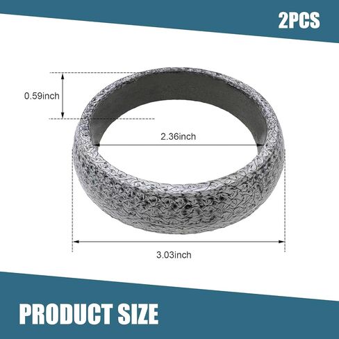 2 PCS Car Exhaust Manifold Gaskets, 60MM/2.36" Flange Exhaust Muffler Gasket, Graphite Construction Exhaust Donut Gaskets, Leak-Proof Donut Gasket Replacement Part, for Most Cars (60mm) in Saudi Arabia