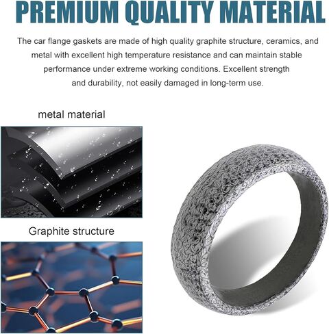 2 PCS Car Exhaust Manifold Gaskets, 60MM/2.36" Flange Exhaust Muffler Gasket, Graphite Construction Exhaust Donut Gaskets, Leak-Proof Donut Gasket Replacement Part, for Most Cars (60mm) in Saudi Arabia