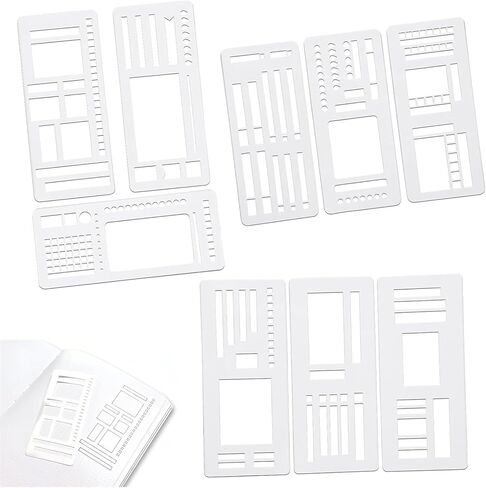 9 Pcs Handmade Flexible Record Template, Versatile Planner Stencils Set for Dot Grid Journals, Reusable Drawing and Checklist Templates, Plastic Stencil Drafting Tools with Coils Discs and Rings in Saudi Arabia