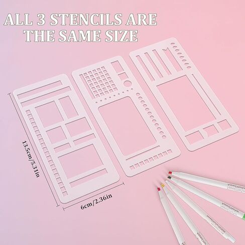 9 Pcs Handmade Flexible Record Template, Versatile Planner Stencils Set for Dot Grid Journals, Reusable Drawing and Checklist Templates, Plastic Stencil Drafting Tools with Coils Discs and Rings in Saudi Arabia