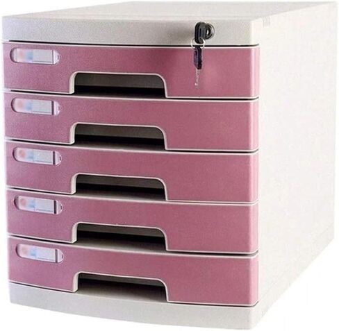 File Cabinets Flat, Office Supplies A4 Data Cabinet with Lock / 5-Layer Drawer Cabinet with Blank Label(Medium 5-Layers) in Saudi Arabia