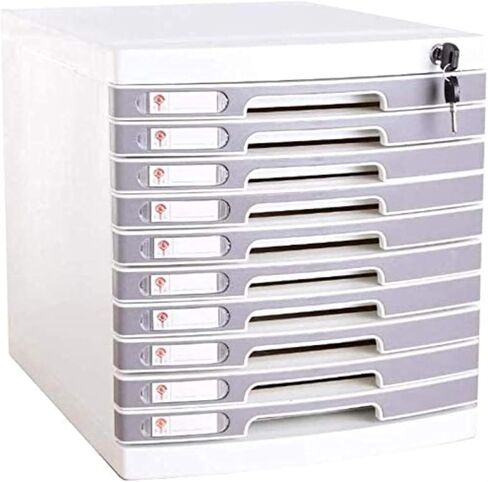 Multi-Layer Plastic File Cabinet for A4 Paper - Lockable Desktop Storage Solution for Home and Office(B) in Saudi Arabia
