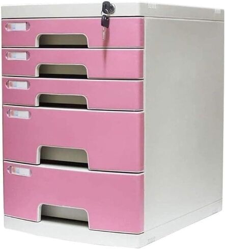 File Cabinets Flat, Office Supplies A4 Data Cabinet with Lock / 5-Layer Drawer Cabinet with Blank Label(Medium 5-Layers) in Saudi Arabia