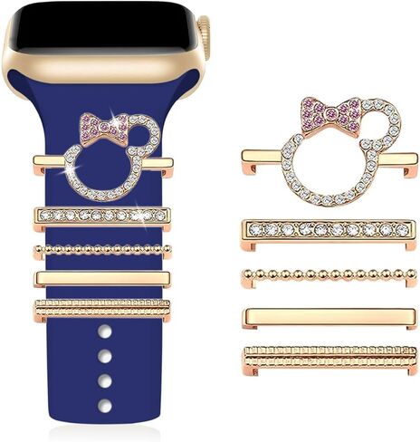 سوار الساعة الساحر لساعة Apple SmartWatch حلقات معدنية مزخرفة 45 مم 44 مم 42 مم 41 مم 40 مم 38 مم متوافقة مع سلسلة iWatch 8 7 6 5 4 3 2 1 (بدون حزام) in Kuwait