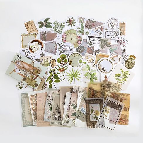 60pcs Scrapbooking Supplies Kit, Vintage Botanical Aesthetic Scrapbook Kit, DIY Gift for Teen Girl Women（Utopian Garden Style） in Saudi Arabia