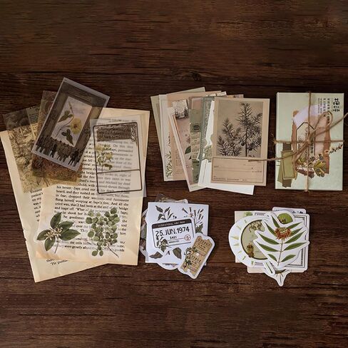 60pcs Scrapbooking Supplies Kit, Vintage Botanical Aesthetic Scrapbook Kit, DIY Gift for Teen Girl Women（Utopian Garden Style） in Saudi Arabia