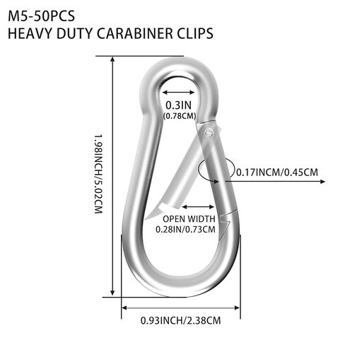 50Pack M5 Spring Snap Hook, 2 Inch Galvanized Steel Large Quick Link Carabiner Clips, 200LBS Holding Capacity Spring Clips Link Buckle for Hammock Swing Outdoor Travel in Saudi Arabia