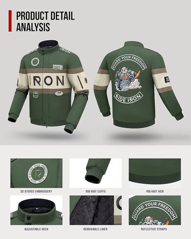 Winter Motorcycle Jacket for Men, Windproof, Riding Jacket With Armor, Bomber Style, Removable Liner, All season in Saudi Arabia