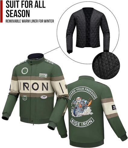 Winter Motorcycle Jacket for Men, Windproof, Riding Jacket With Armor, Bomber Style, Removable Liner, All season in Saudi Arabia