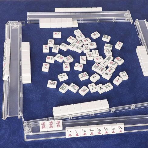 4-Piece Transparent Mahjong Racks with Pushers Set – One-Piece Siamese Mahjong Racks & Pushers, Classic American Mahjong Tile Game Accessories, Rotating Mah Jongg Accessories for Smooth Play in Saudi Arabia