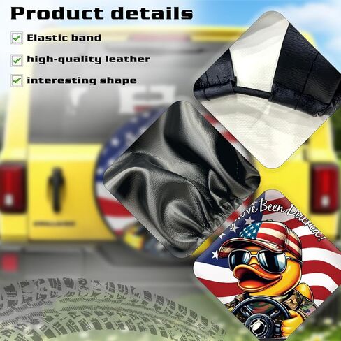 Waterproof PU Leather Spare Tire Cover for JL/JK,Trucks,SUVs, RVs & Trailers,17" Duck Design (Fits 31.5"-32.7" Tire Diameter) – Exclusive Automotive Exterior Accessories (Flag Soldier Duck) in Saudi Arabia