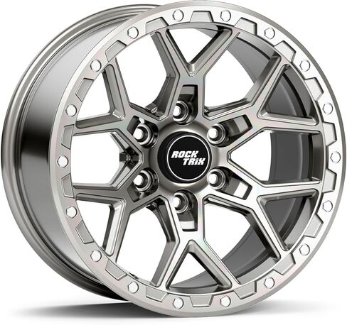 RockTrix RT107 18 inch Wheel Compatible with 2009-2024 Ford F150 18x9 6x135 Wheels (-12mm Offset, 4.5in Backspace) 87.1mm Bore, Black Wheels, Also fits 2022+ Bronco Raptor Rims in Saudi Arabia