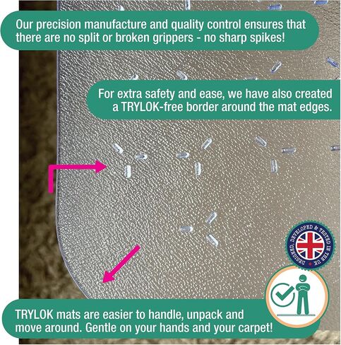 Cleartex® TrYlok® Vinyl Lipped Chair Mat for Low Pile Carpets up to 1/4" - 35" x 47" in Saudi Arabia