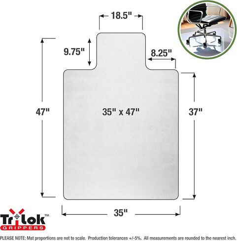 Cleartex® TrYlok® Vinyl Lipped Chair Mat for Low Pile Carpets up to 1/4" - 35" x 47" in Saudi Arabia
