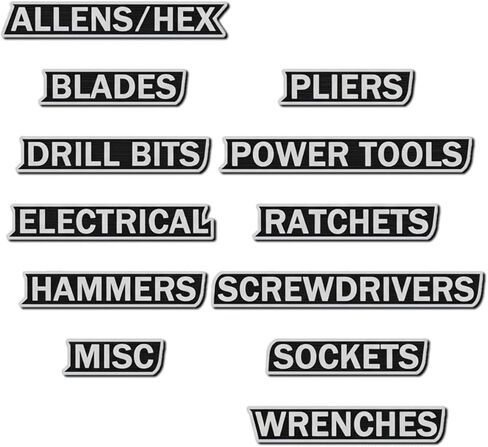 12 Pack of Magnetic Toolbox Labels, General Tool Box Organize Accessories, Reusable Tags for Steel Toolboxes (Black) in Saudi Arabia
