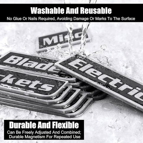 12 Pack of Magnetic Toolbox Labels, General Tool Box Organize Accessories, Reusable Tags for Steel Toolboxes (Black) in Saudi Arabia