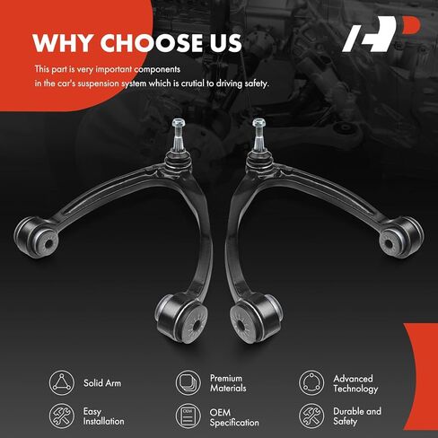 A-Premium 2 x Front Upper Control Arm, with Ball Joint & Bushing, Compatible with Chevy & GMC & Cadillac - 2007-2016 - Silverado 1500 Tahoe Suburban Avalanche Sierra Yukon XL 1500 Escalade ESV/EXT in Saudi Arabia