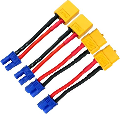 2Pairs EC2 to XT60 Connector RC Male Female Adapter Plug 5cm 16awg Cable for RC FPV Drone Car Lipo NiMH Battery Charger ESC (Wired) in Saudi Arabia