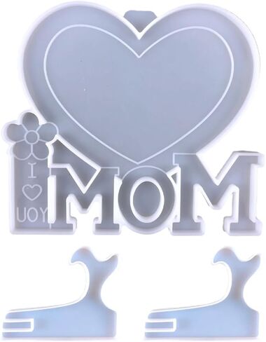 Veemoon 1set Heart-Shaped Photo Frame Silicone Mold for Mother's Day Crafts Creative Epoxy Mold Frame and Bases for Unique Home Decor in Saudi Arabia