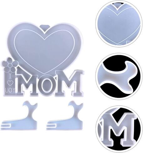 Veemoon 1set Heart-Shaped Photo Frame Silicone Mold for Mother's Day Crafts Creative Epoxy Mold Frame and Bases for Unique Home Decor in Saudi Arabia